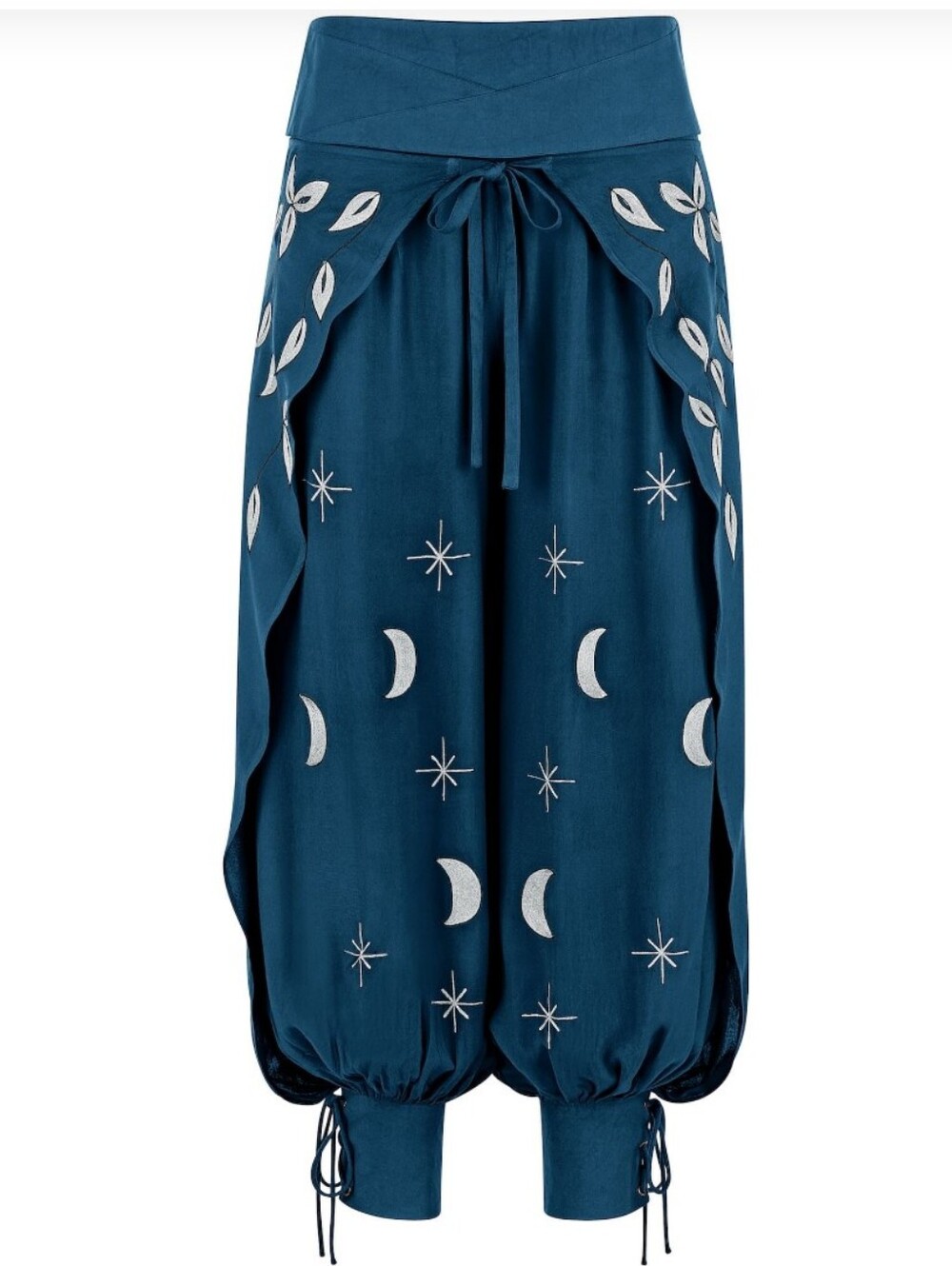 Holy Clothing Oberon Men's Pants Size Large Reg Majolica Blue Harem Embroidered